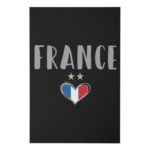 France Soccer Football Fan Shirt with Heart Faux Canvas Print