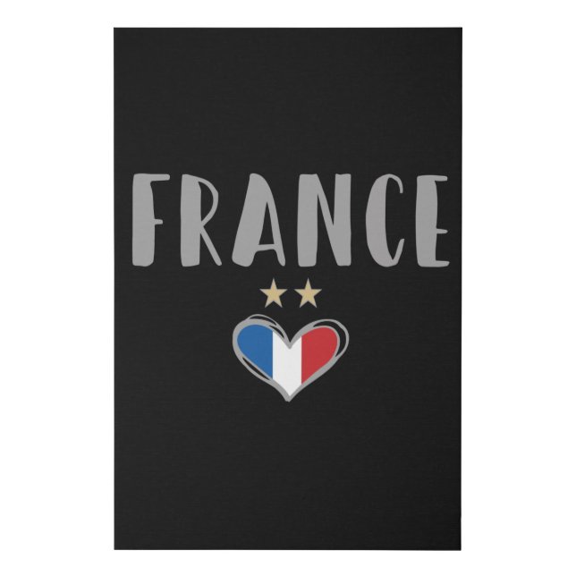 France Soccer Football Fan Shirt with Heart Faux Canvas Print (Front)