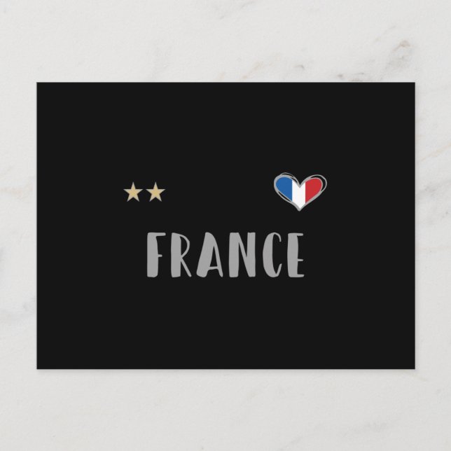 France Soccer Football Fan Shirt with Heart Postcard (Front)