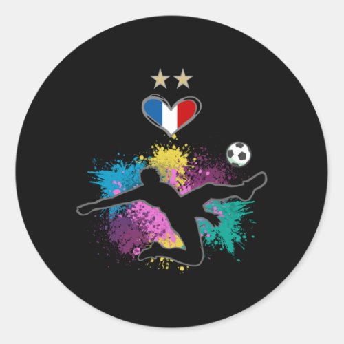 France Soccer Football Fan Shirt with Heart Splash Classic Round Sticker