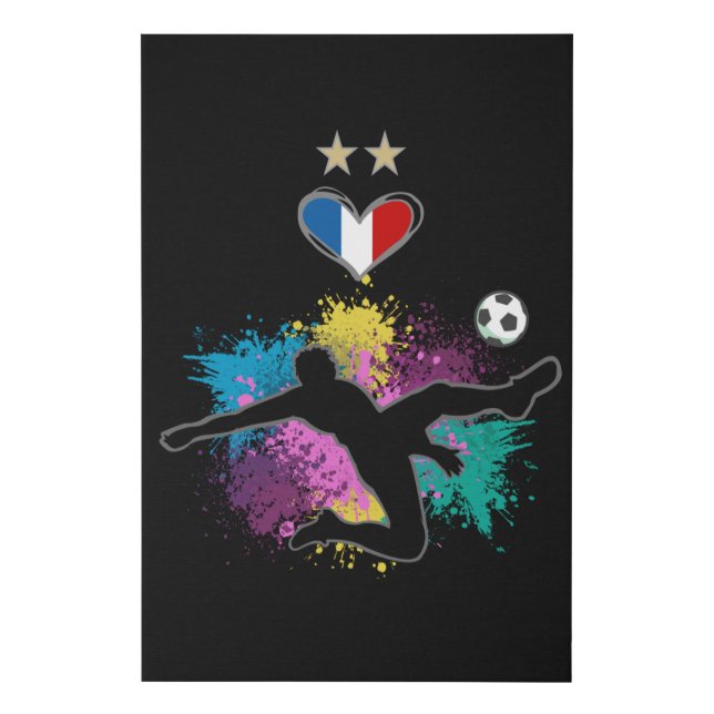 France Soccer Football Fan Shirt with Heart Splash Faux Canvas Print (Front)