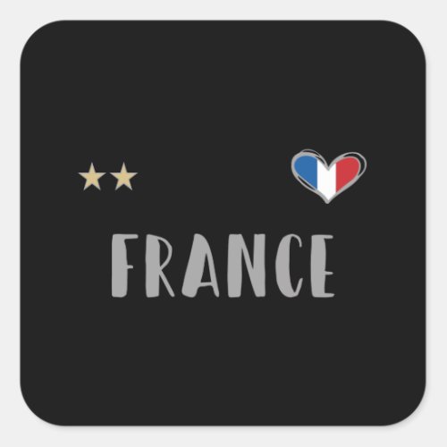 France Soccer Football Fan Shirt with Heart Square Sticker