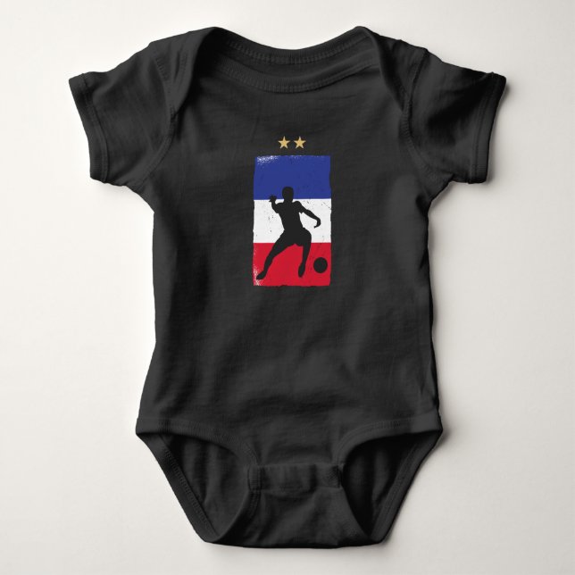 France Soccer Jersey Football Fan French Flag Baby Bodysuit (Front)