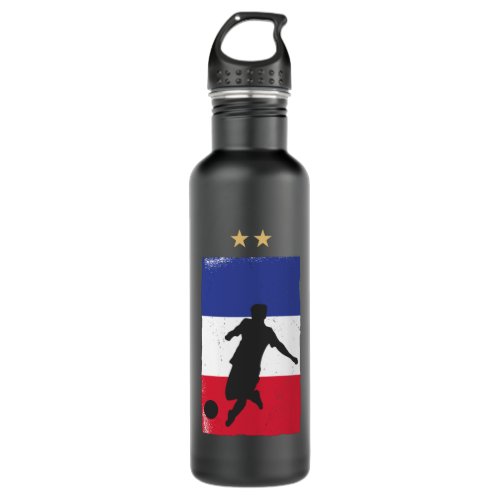 France Soccer Jersey Football Fan French Flag Stainless Steel Water Bottle