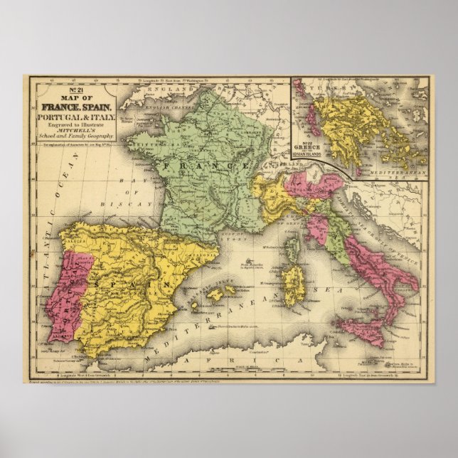 France, Spain, Portugal, Italy Poster (Front)