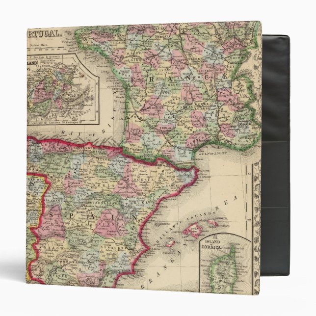 France, Spain, Portugal Map by Mitchell 3 Ring Binder (Front/Inside)