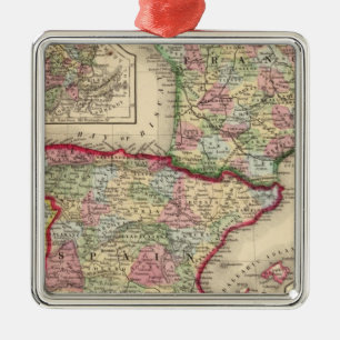 France, Spain, Portugal Map by Mitchell Metal Ornament