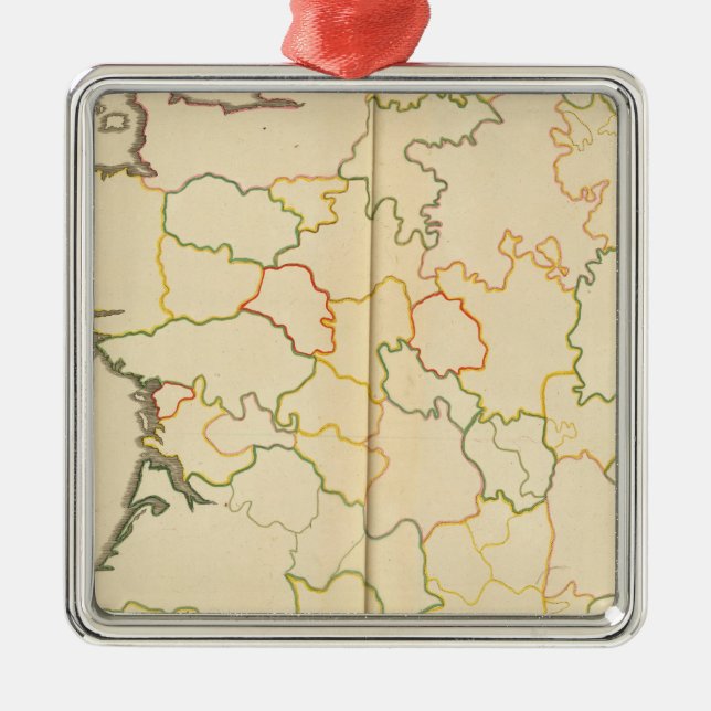 France Subdivisions Outline Metal Ornament (Front)