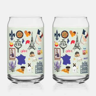 France Symbols Can Glass
