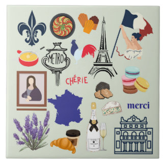 France Symbols Ceramic Tile
