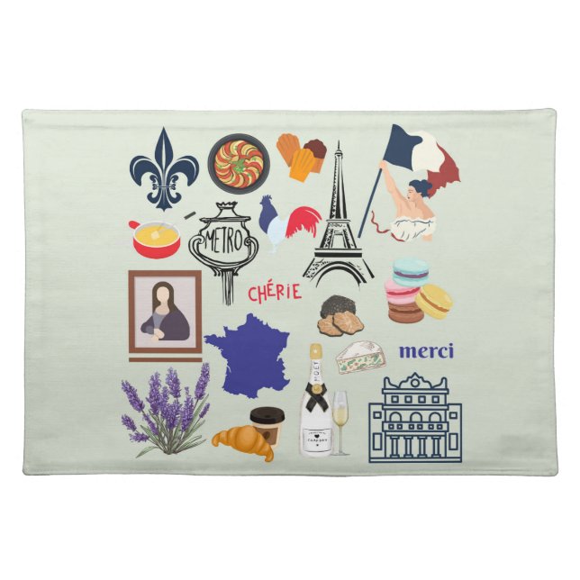 France Symbols Cloth Placemat (Front)