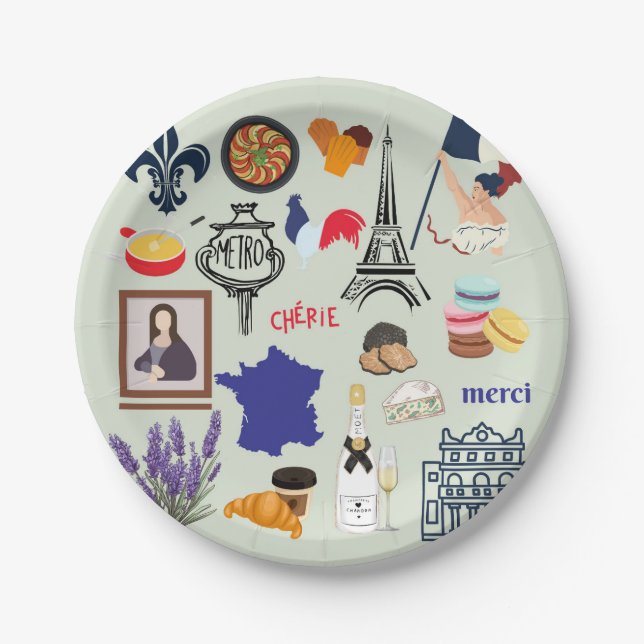France Symbols Paper Plates (Front)