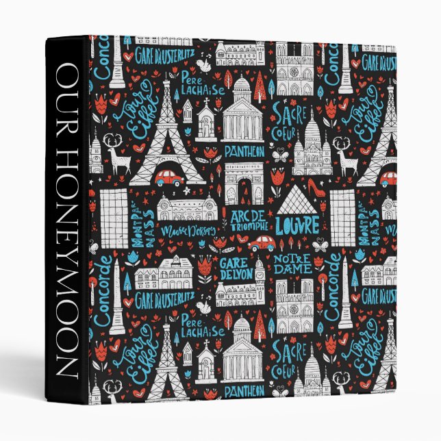 France | Symbols Pattern 3 Ring Binder (Front/Spine)