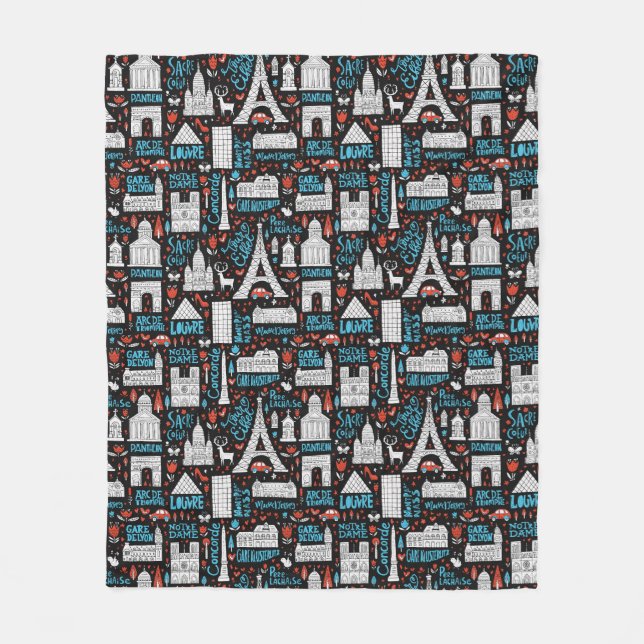 France | Symbols Pattern Fleece Blanket (Front)