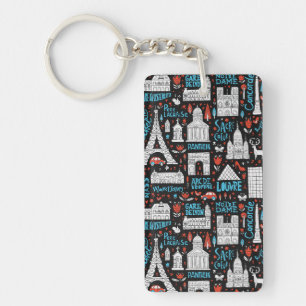 France   Symbols Pattern Keychain