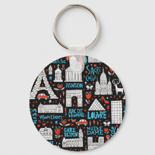 France   Symbols Pattern Keychain