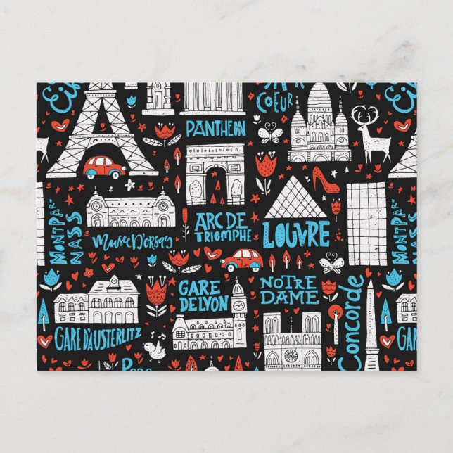 France | Symbols Pattern Postcard (Front)