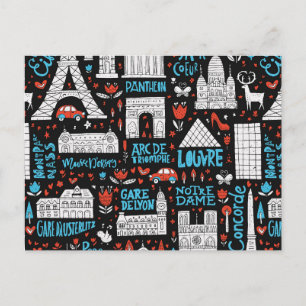 France Symbols Pattern Postcard