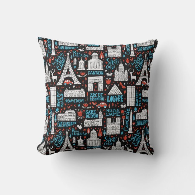 France | Symbols Pattern Throw Pillow (Front)
