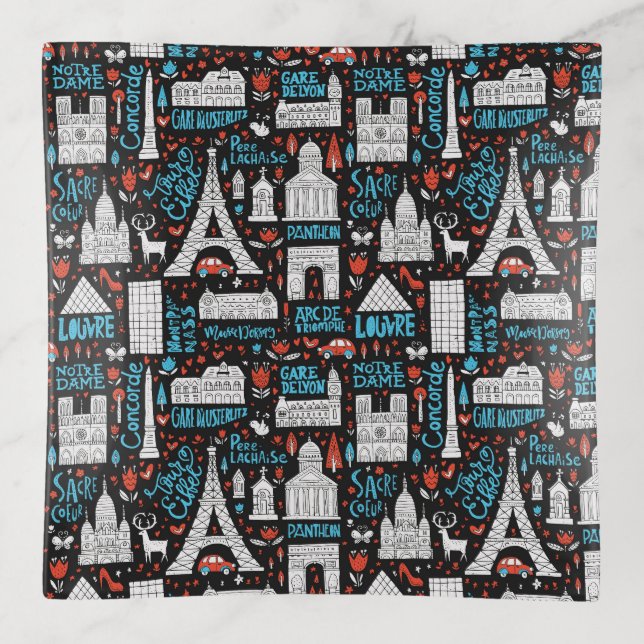 France | Symbols Pattern Trinket Tray (Front)