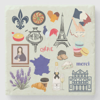 France Symbols Stone Coaster