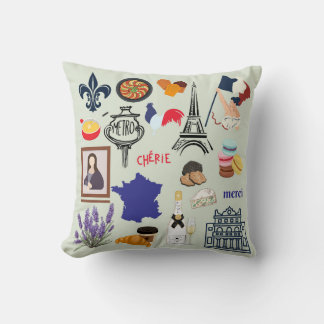 France Symbols Throw Pillow