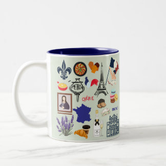France Symbols Two-Tone Coffee Mug