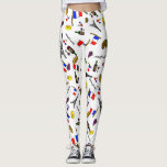 France Themed Hand Drawn Pattern Women's Leggings