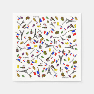 France Themed Pattern Paper Napkins