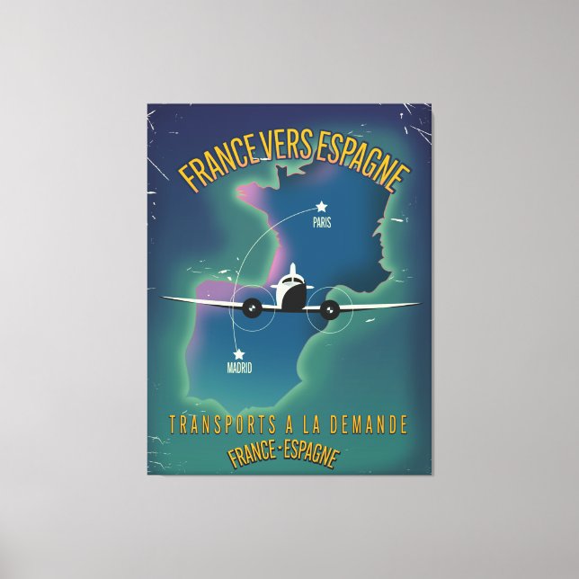 France To Spain vacation poster Canvas Print (Front)