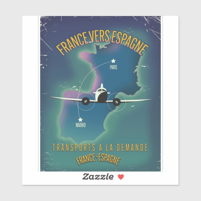 France To Spain vacation poster Sticker (Sheet)