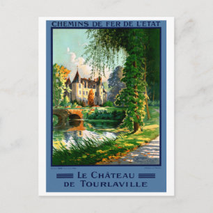France Tourlaville Restored Vintage Travel Poster Postcard