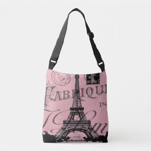 france travel chic pink vintage paris eiffel tower crossbody bag