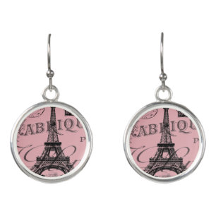 france travel chic pink vintage paris eiffel tower earrings