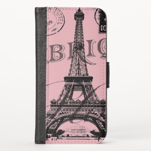 france travel chic pink vintage paris eiffel tower iPhone x wallet case