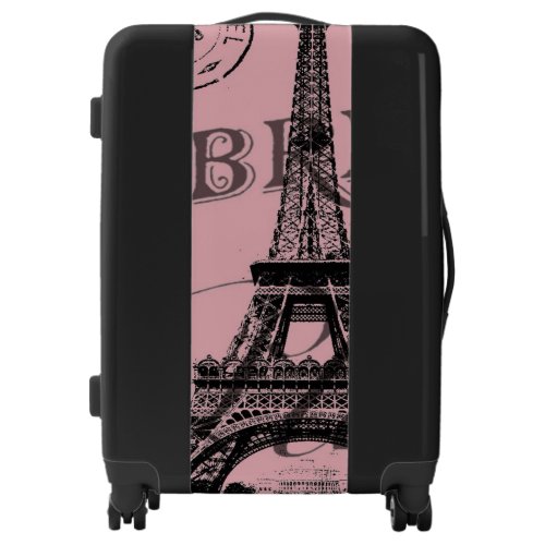 france travel chic pink vintage paris eiffel tower luggage