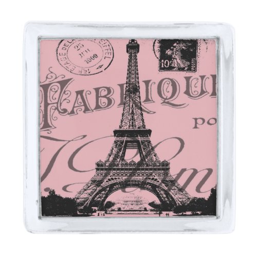 france travel chic pink vintage paris eiffel tower silver finish lapel pin