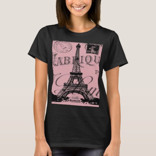 france travel chic pink vintage paris eiffel tower T_Shirt