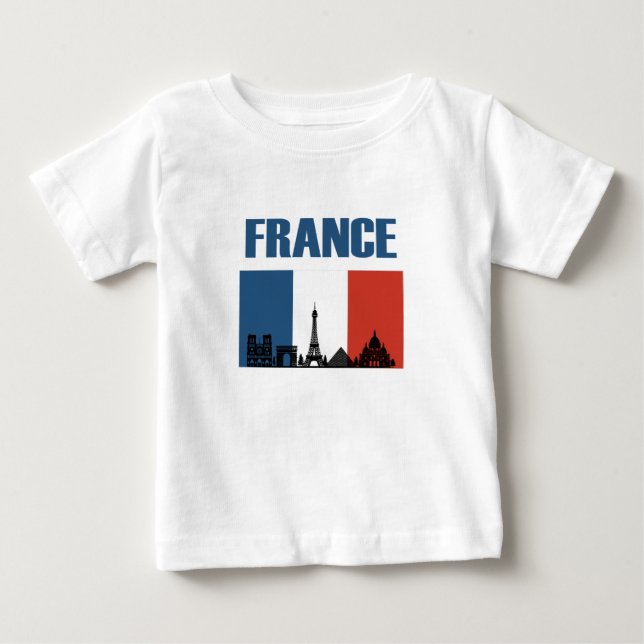 France Travel - Paris City Skyline French Flag Baby T-Shirt (Front)