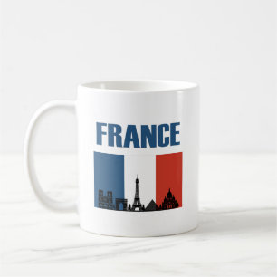 France Travel - Paris City Skyline French Flag Coffee Mug