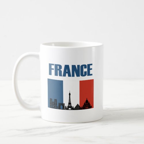 France Travel _ Paris City Skyline French Flag Coffee Mug