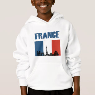 France Travel - Paris City Skyline French Flag Hoodie