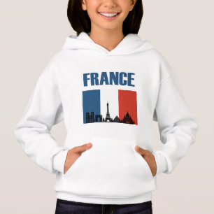 France Travel - Paris City Skyline French Flag Hoodie