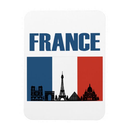France Travel _ Paris City Skyline French Flag Magnet