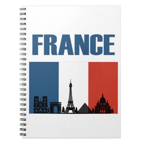 France Travel _ Paris City Skyline French Flag Notebook