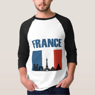 France Travel - Paris City Skyline French Flag T-Shirt