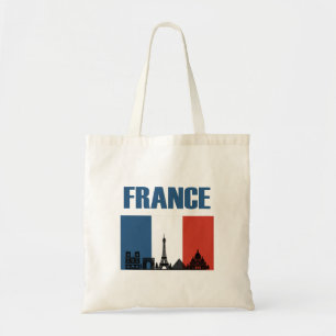 France Travel - Paris City Skyline French Flag Tote Bag