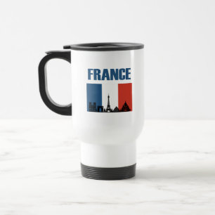 France Travel - Paris City Skyline French Flag Travel Mug