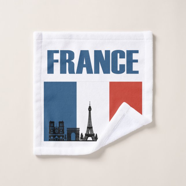 France Travel - Paris City Skyline French Flag Wash Cloth (Wash Cloth)