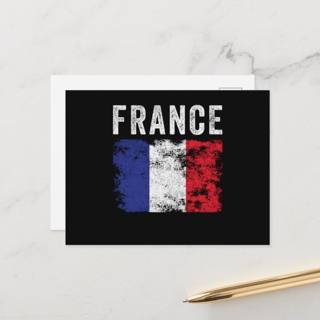 France tricolore Flag French Souvenir Postcard (Front/Back In Situ)